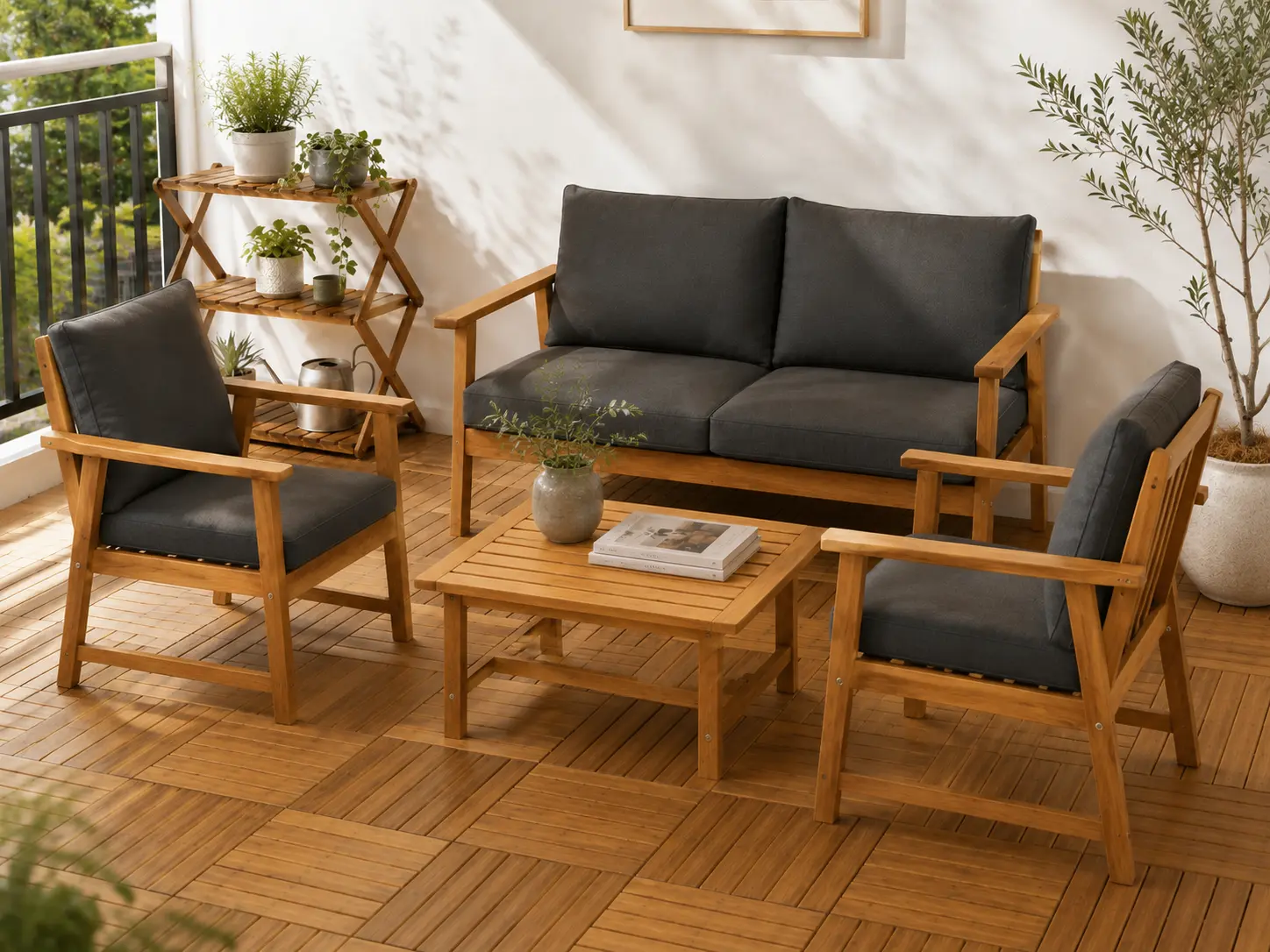 Acacia Folding Balcony Table Set Exporter
